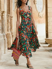 Special Ditsy Floral Geometric Vacation Loose V Neck Dress Maxi Dresses