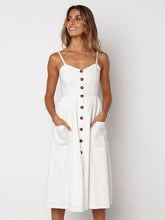 Spaghetti Strap Single Breasted Plain Sleeveless Maxi Dresses