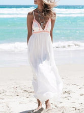 Split-joint V-neck Spaghetti-neck Backless Maxi Dress