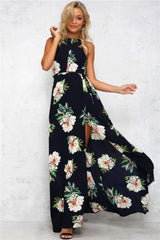Fashion Sexy Backless Floral Maxi Dresses