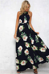 Fashion Sexy Backless Floral Maxi Dresses