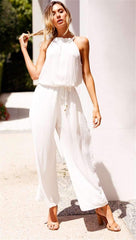 Fashion Sleeveless Halt Lacing Jumpsuits