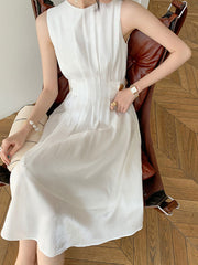 Button Embellished Satin Midi Dress