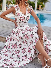 Floral Print V-Neck Sleeveless Dress