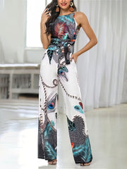 Feather Print Sling Jumpsuit