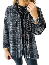 Plaid Lapel Loose Button Long Sleeves Coat