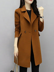 Shift Buttoned Casual Pockets Wool Blend Coat