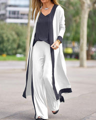 Cardigan Sets 3 Piece Pants Suits Dressy Casual Long Sleeve Lounge Sets Loose Fit Pajamas Set