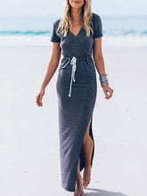 Solid Color Split-side Maxi Dress