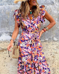 Bohemian Floral Print Daily Holiday Going out V Neck Sleeveless Dress