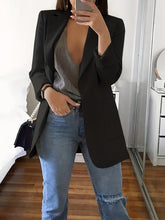 Classic Solid Color Buttonless Placket Lapel Long Sleeve Blazer