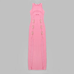 STRAPLESS CUT OUT MAXI DRESS IN PINK
