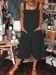 Spaghetti Casual Pockets Plus-size One-Pieces