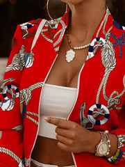 Zip Embellished Printed Long Sleeve Jacket