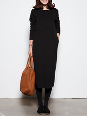 Solid Basic Shift Paneled Casual Dress