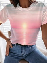 Ocean Landscape Print Crew Neck T-Shirt