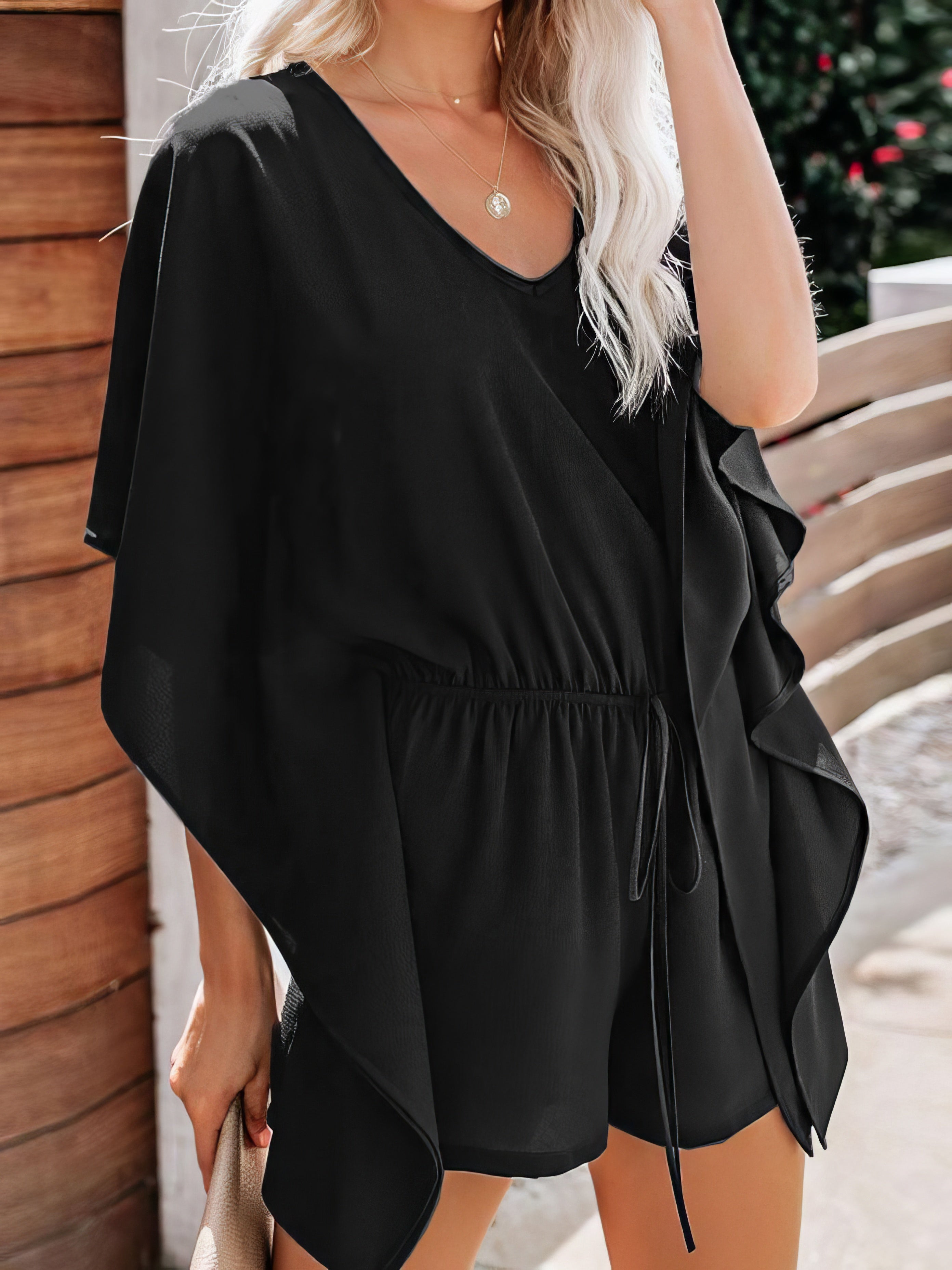 V Neck High Waist Wide Loose Casual Jumpsuit