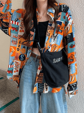 Vintage Mixed Print Long Sleeve Blouse