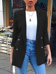 Solid Lapel Button Long Sleeve Blazers