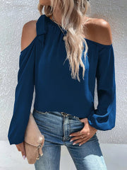 Chiffon Temperament Off Shoulder Tie Loose Blouse