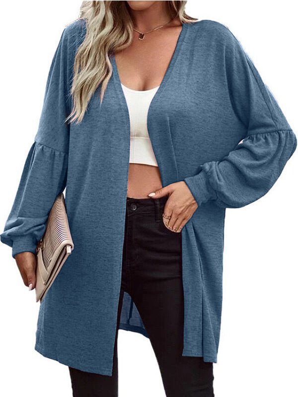 Solid Color Fashion Knitting Long Sleeved Cardigan
