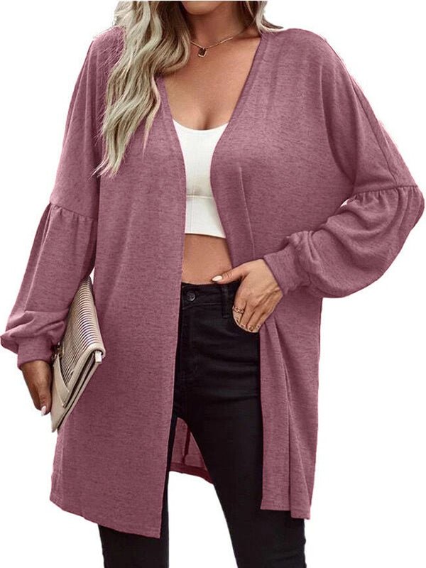 Solid Color Fashion Knitting Long Sleeved Cardigan