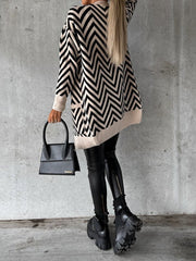 Strip Print Button Knitted Cardigan