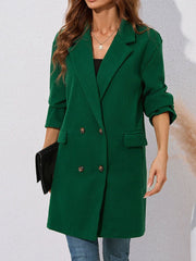 Lapel Fashion Solid Color Medium Long Coat