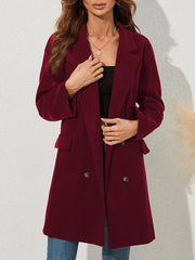 Lapel Fashion Solid Color Medium Long Coat