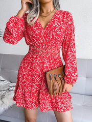 Sexy Floral Chiffon Elastic Waist Mini Dress