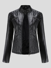 Casual Stand-Collar Slim Solid Leather Jacket
