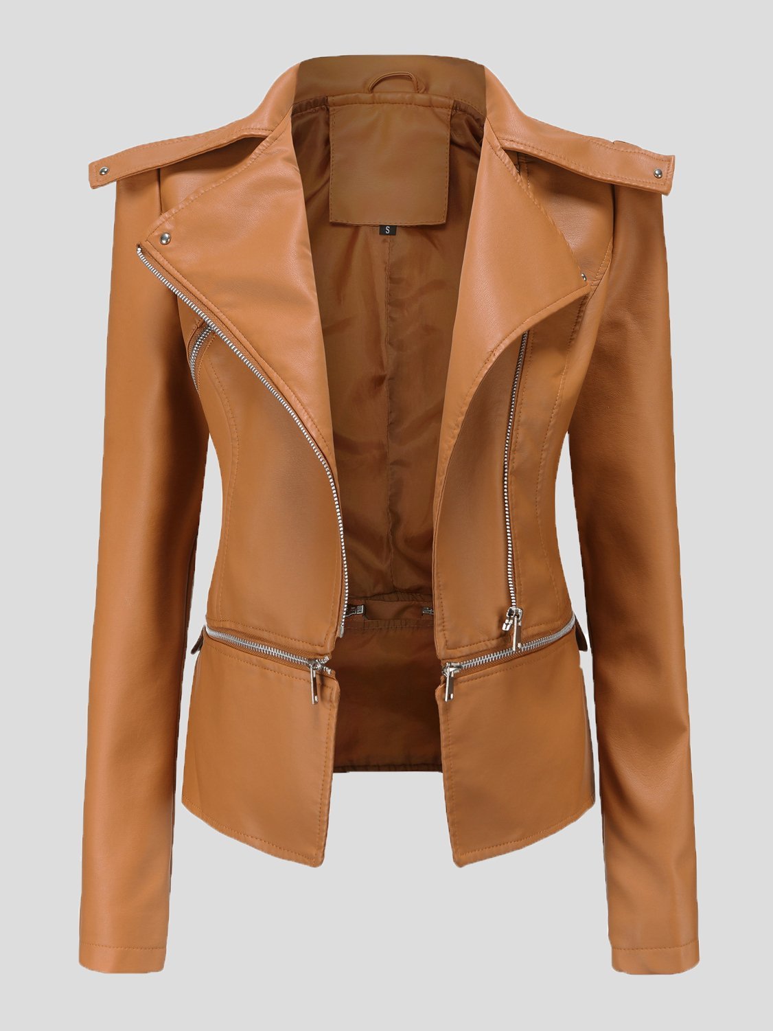 Detachable Hem Long Sleeve Fashion Leather Jacket