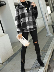 Double-Face Fleece Collar Plaid Jacket