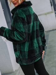 Double-Face Fleece Collar Plaid Jacket