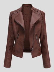 Short Slim Leather Motorcycle Jacket
