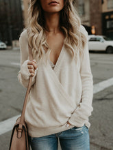 Deep V-Neck Long Sleeve Knitted Sweater