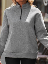 Half Zipper Solid Color Pullover Hoodie