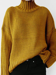 Turtleneck Solid Pullover Long Sleeve Sweater