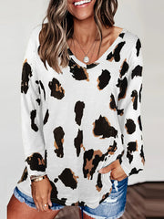 Shirts Leopard Print Round Neck T- Shirt