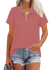 Thread Zip Loose Solid T-Shirt