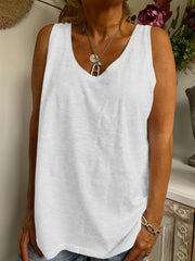 Tops Solid V-Neck Sleeveless Casual Tank Top