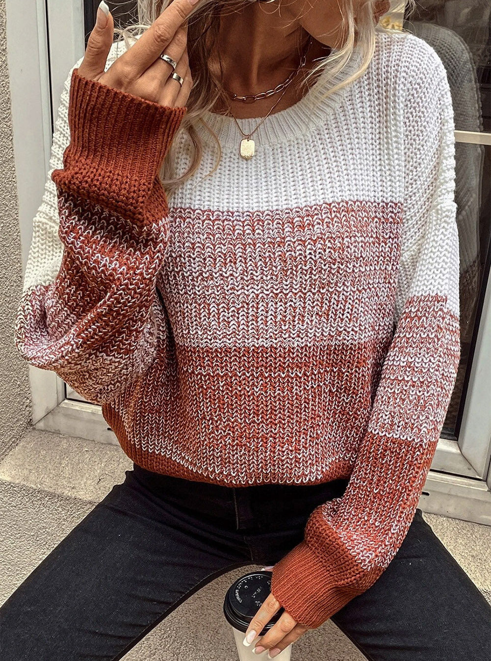 Colorblock Drop Shoulder Sweater