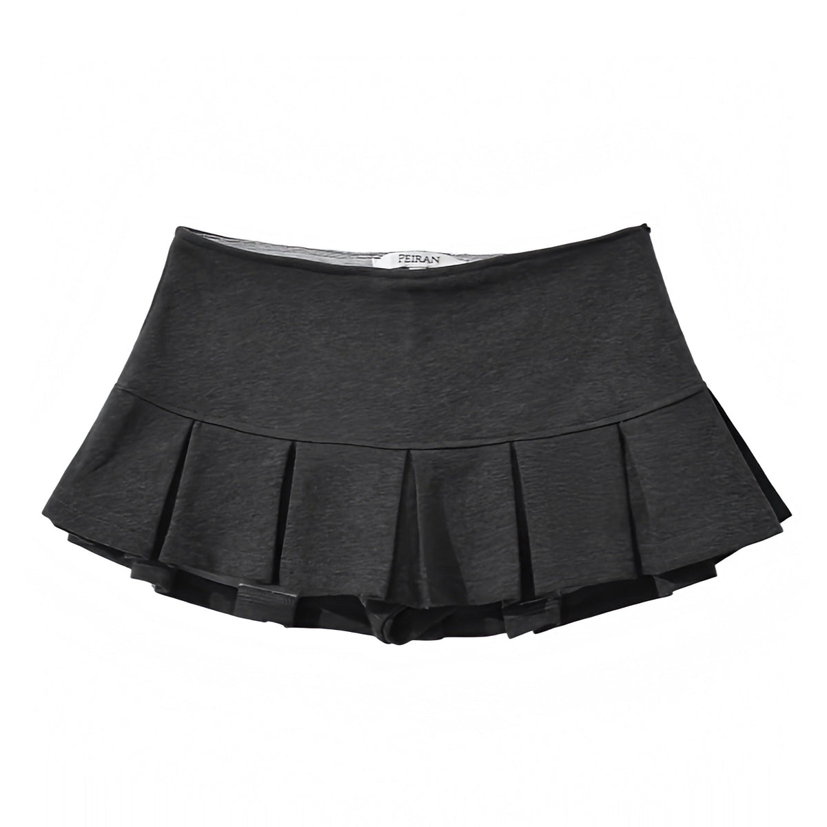Dark Grey Pleated Low Rise Mini Micro Skirt