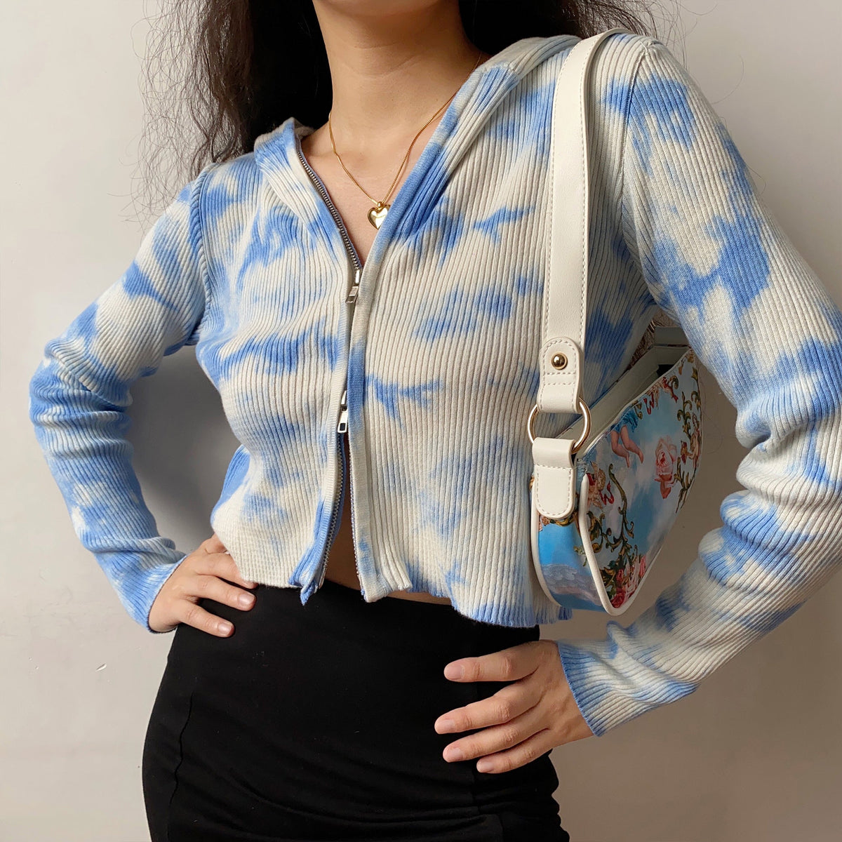 Tie-Dye Double Zipper Cardigan