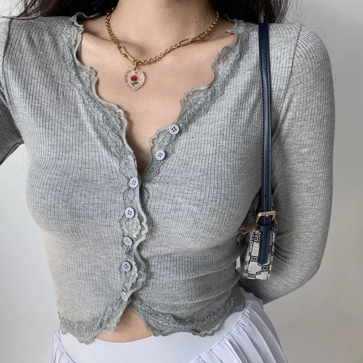 Meredith Lace Button Up Top ~ HANDMADE