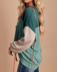 Colorblock Rib Textured Knit Top