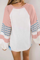 Colorblock Knit Long Sleeve Top