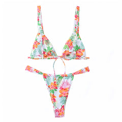 Wailuku Multi-Color Tropical Floral Print Triangle Bikini Set