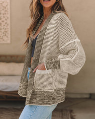 Chunky Waffle Knit Oversized Collar Cardigan