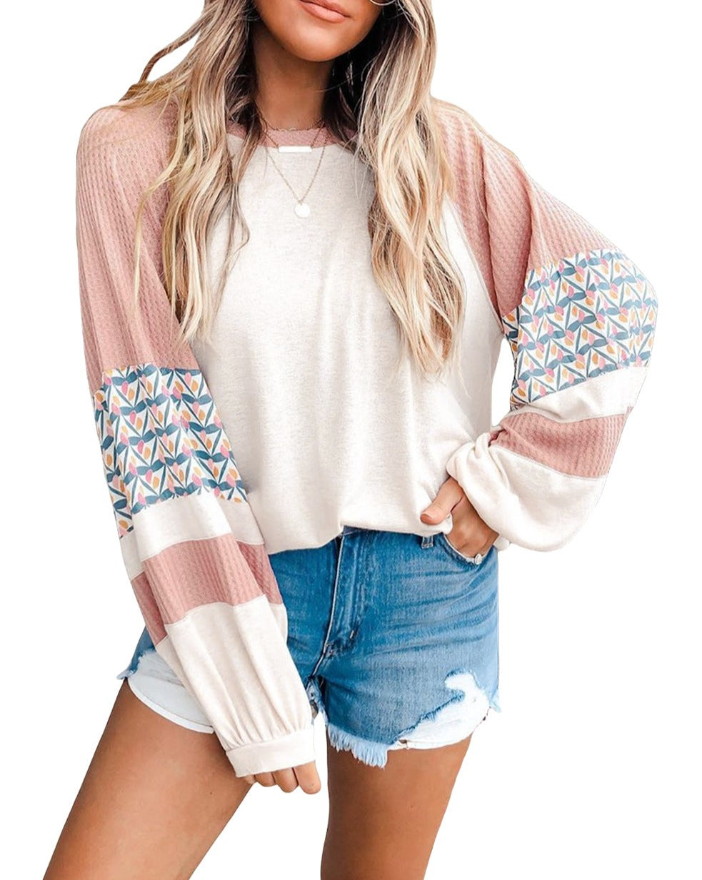 Colorblock Knit Long Sleeve Top